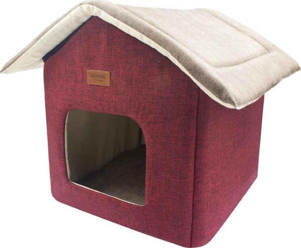 Lepus Shack House Kedi Köpek Yuvalı Yatak Kırmızı 35x35x40 Cm - Image 1