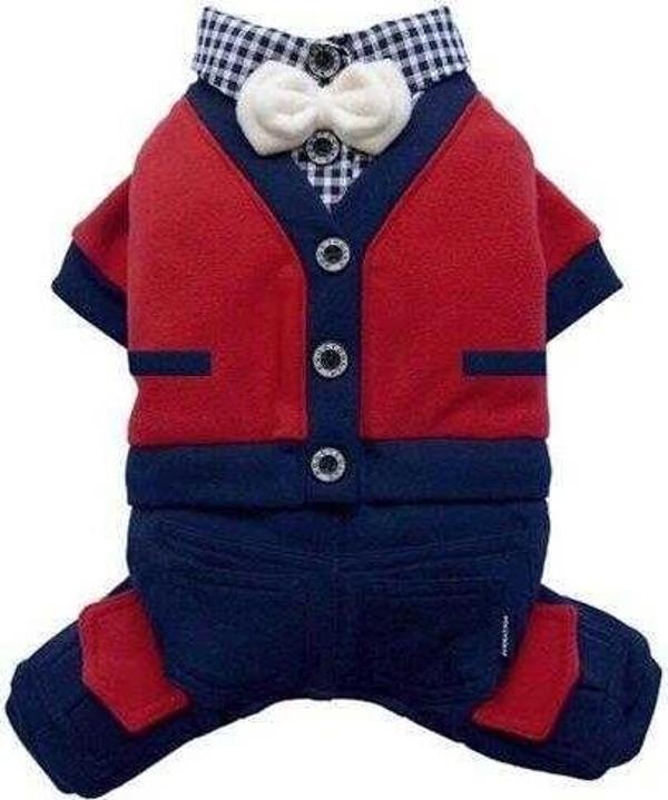 Doggy Dolly Papyonlu Kırmızı 4 Ayaklı Köpek Elbisesi XLarge - Image 1