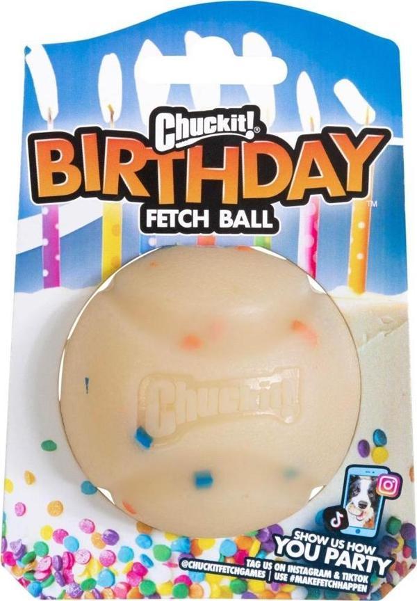 Chuckit! Birthday Fetch Ball Doğum Günü Temalı Köpek Oyun Topu Orta Boy 6,5 Cm - Image 1