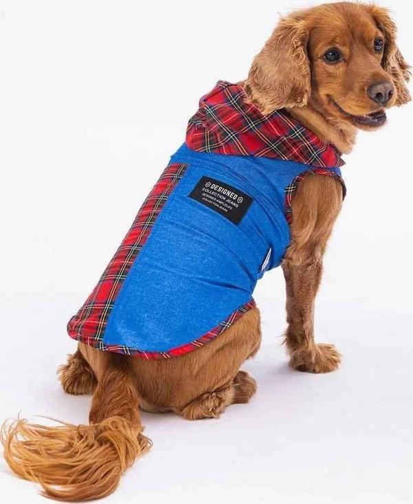 Pawstar Denim Plaid Shirt Köpek T-Shirt 2XLarge - Image 1
