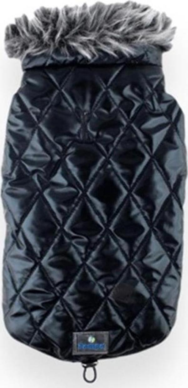 Zampa Shiny Yakalı Kürklü Mont Siyah Large - Image 1