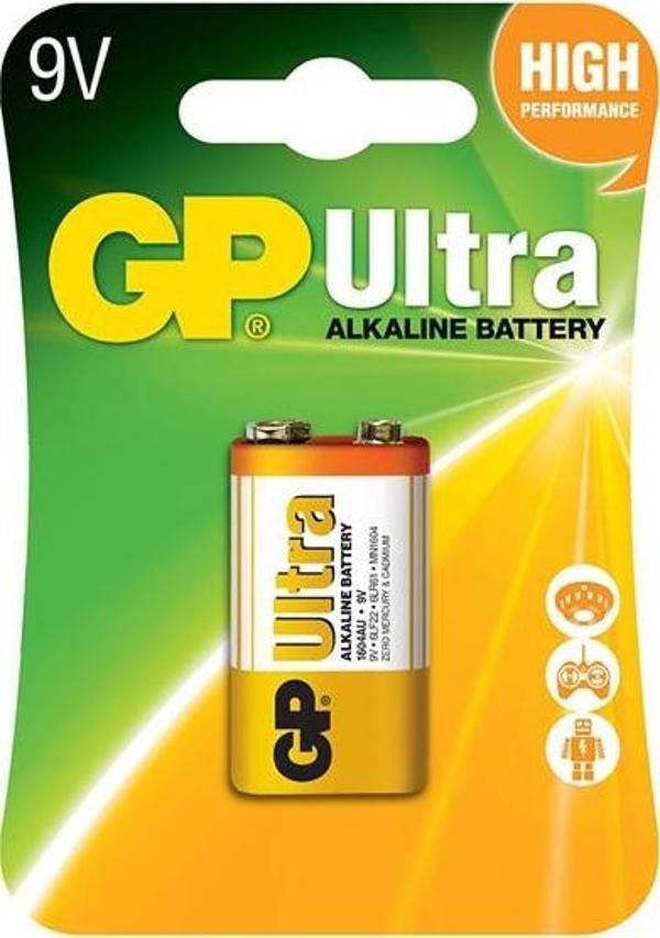 GP 1604AU-5TR1 ULTRA ALKALIN 9 VOLT TEKLİ PİL (6LF22/6LR61/6LP3146/MN1604) - Image 1