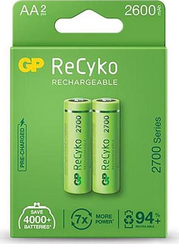 GP RECYKO 2600 MAH ŞARJLI Nİ-MH AA KALEM PİL 2Lİ PAKET - Image 1