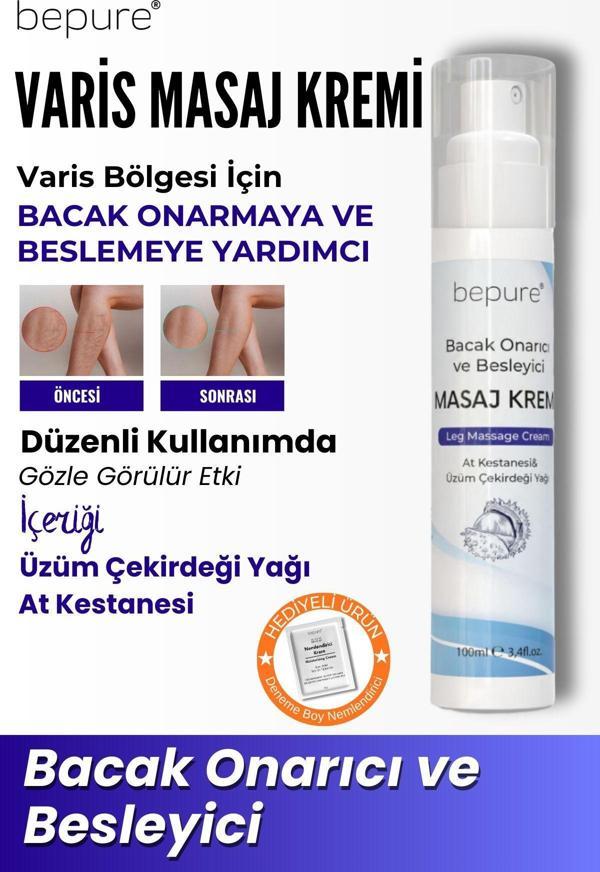 Bepure Varis Bölgesi Için Bacak Onarmaya Yardımcı Ve Besleyici Varis Masaj Kremi 100 Ml - Image 1