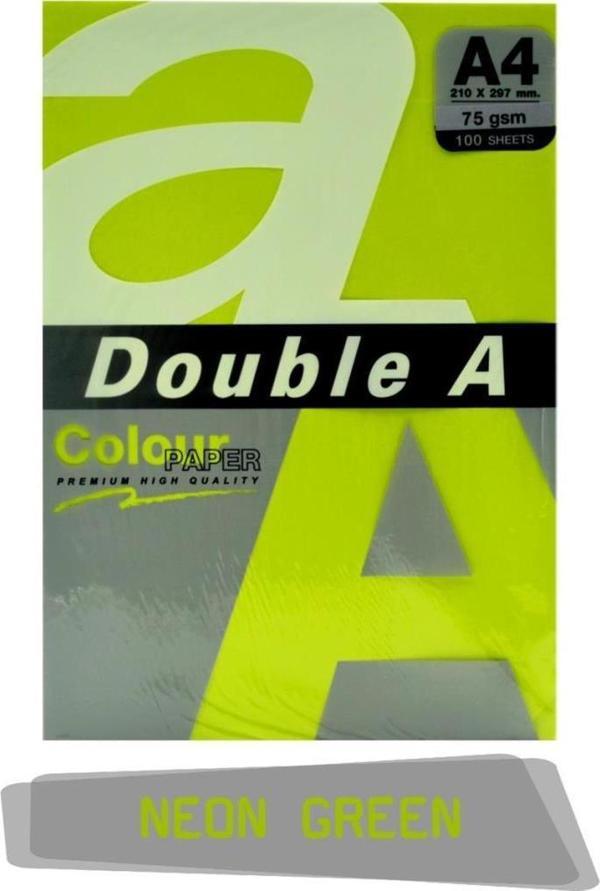 Double A Renkli Kağıt 100 LÜ A4 75 GR Fosforlu Yeşil - Image 1