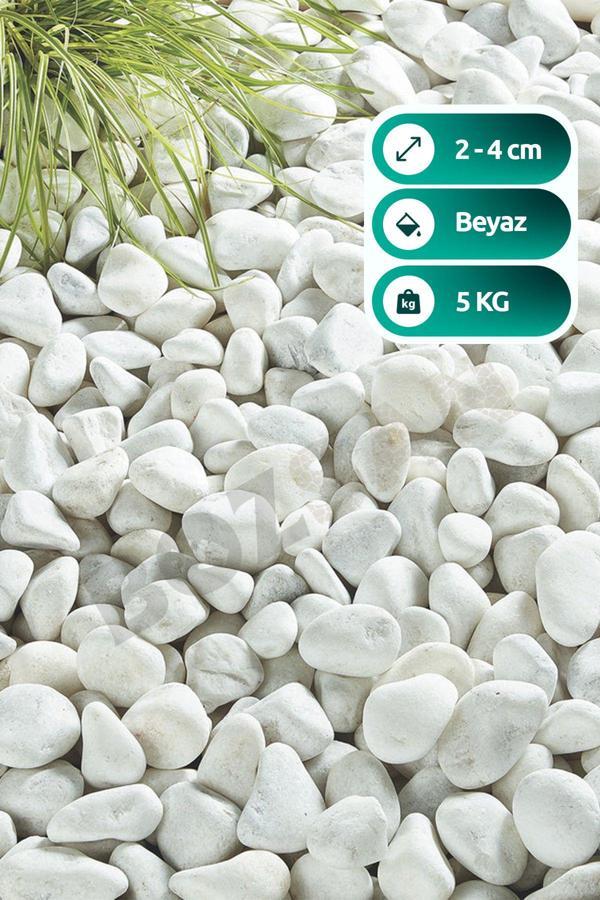 Bozsan Beyaz Dolomit Taş 5 Kg 2-4Cm Dolomit Taşı Bahçe Süs Akvaryum Taşı Dere Çakıl Taşı - Image 1
