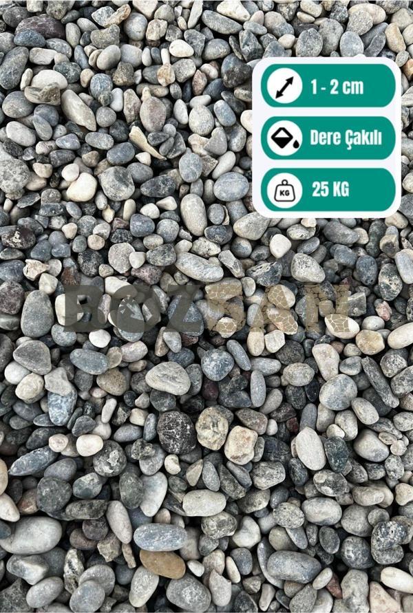 Bozsan Doğal Dalaman Dere Çakılı Taşı 25 Kg 1-2 Cm Dere Çakıl Bahçe Peyzaj Saksı Teraryum Akvaryum Taş - Image 1