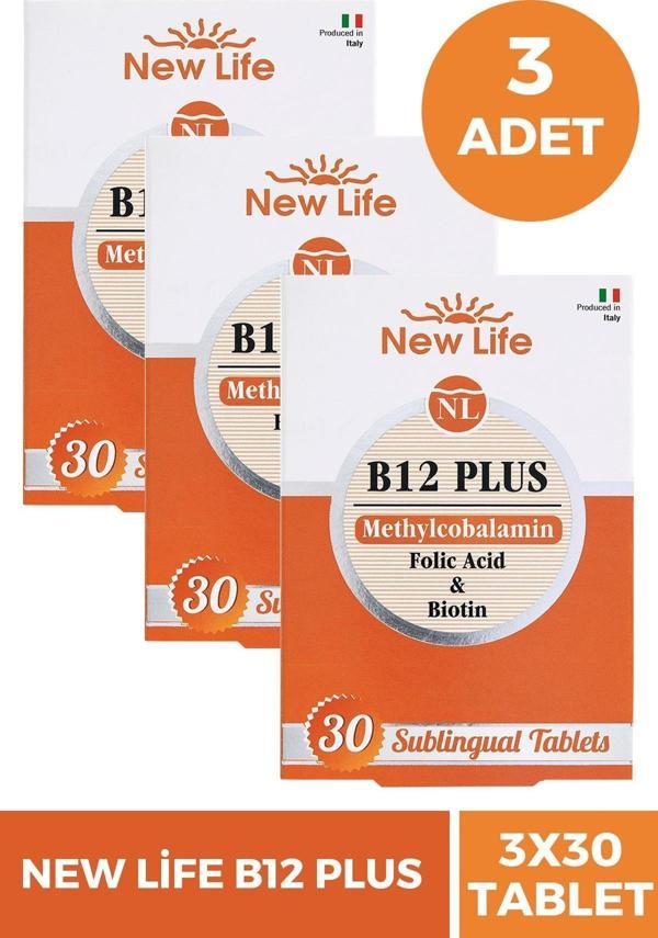 New Life B12 Plus Methylcobalamin 30 Tablet 3 Adet - Image 1