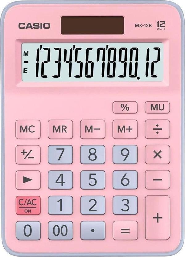 Casio Hesap Makinesi Masa Üstü 12 Hane Açık Pembe + Açık Mavi - Image 1