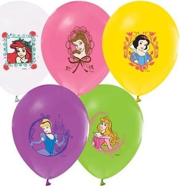 Bafix 4+1 Prenses Baskılı Pastel Renk Balon 100 Lü (1 Paket 100 Adet) - Image 1