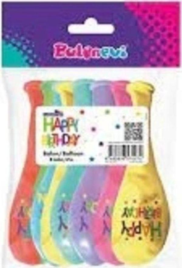 Bafix Balon 12" 4+0 Superstar Birthday Baskılı (8 Li Paket) - Image 1