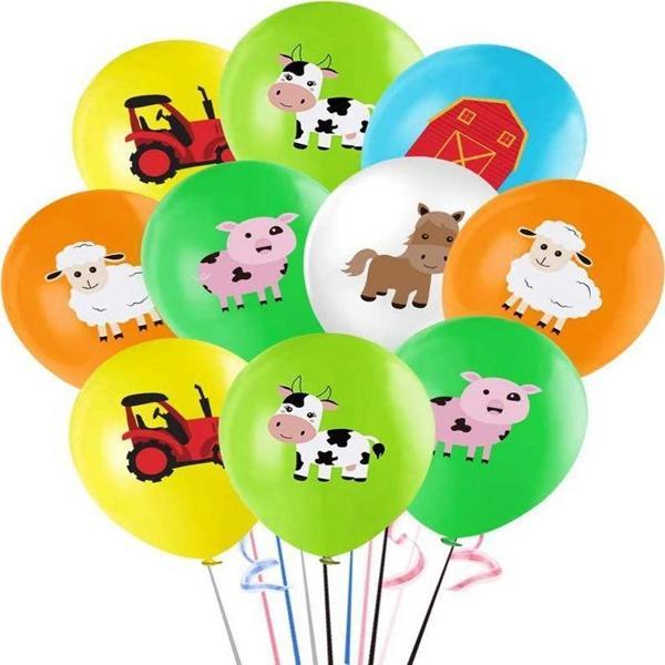 Bafix Balon 12" 4+1 Çiftlik Hayvanları Pastel (8 Li Paket) - Image 1