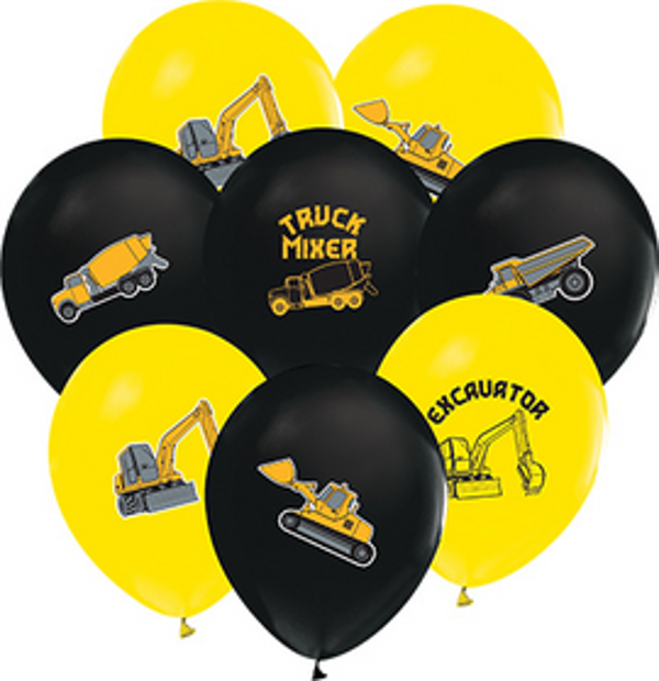Bafix Balon 12" 4+1 İnşaat Baskılı (8 Li Paket) - Image 1