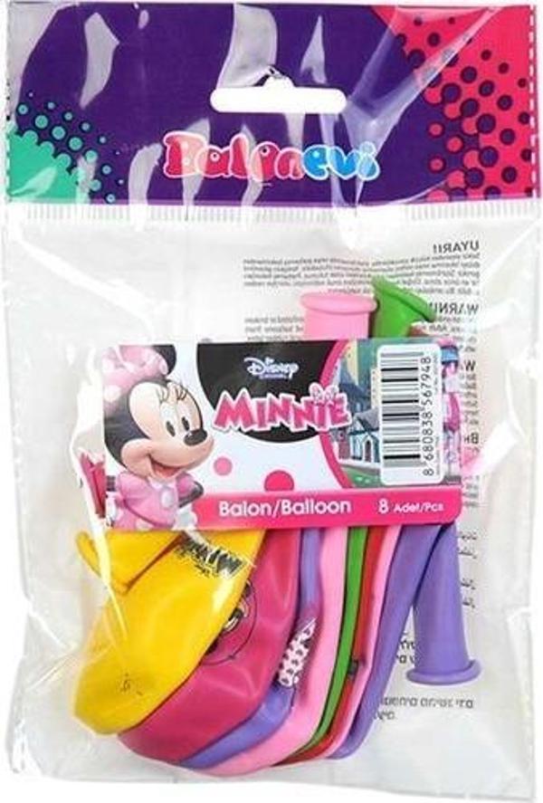 Bafix Balon 12" 4+1 Minnie Happy Helpers Baskılı (8 Li Paket) - Image 1