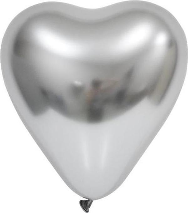 Bafix Balon 12" Krom Kalp Silver (50 Li Paket) - Image 1