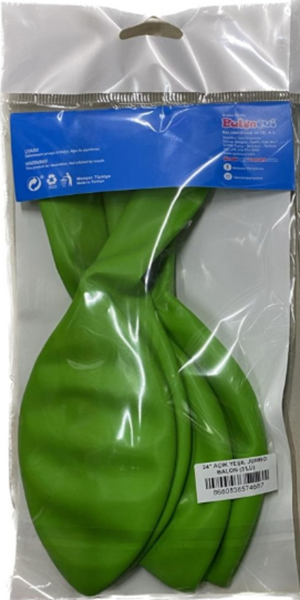 Bafix Balon 24" Yeşil Jumbo Büyük Boy (3 Lü Paket) - Image 1