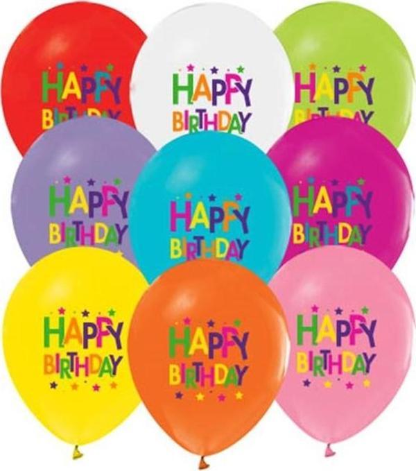 Bafix Balon 4+0 Superstar Birthday Baskılı Pastel (100 Lü Paket) - Image 1