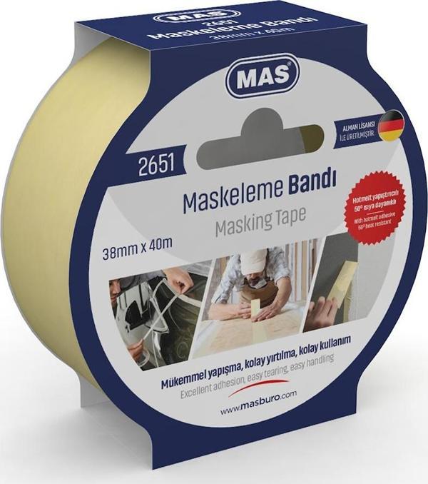 Mas Krepe Bandı Maskeleme Bantı 38 Mm X 40 Metre 2651 - Image 1