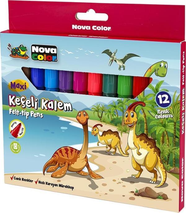 Nova Color Keçeli Kalem 12 Renk Set Maxi Nc-873 - Image 1