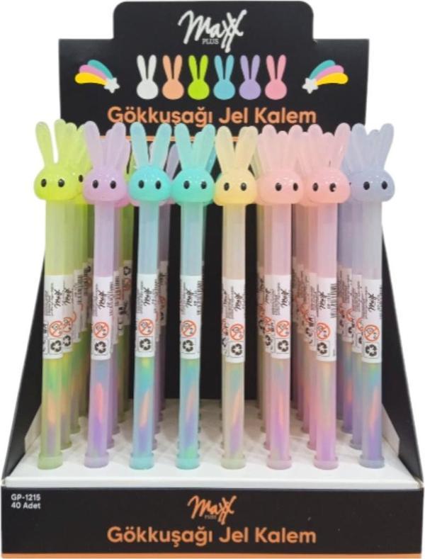 Maxx Jel Tükenmez Kalem Gökkuşağ Tavşanlı (40 Lı Paket) Gp-1215 - Image 1