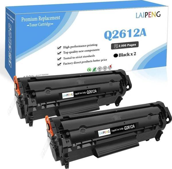 HP Compatible 12A Black Toner Cartridge (Q2612A) Muadil Toner 2Li Paket - Image 1