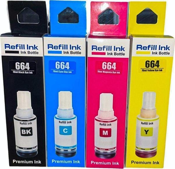 Printiks Epson T664 L382,L386,L3050,L3060,L3070,L565 4 Renk Mürekkep Seti Uyumlu - Image 1