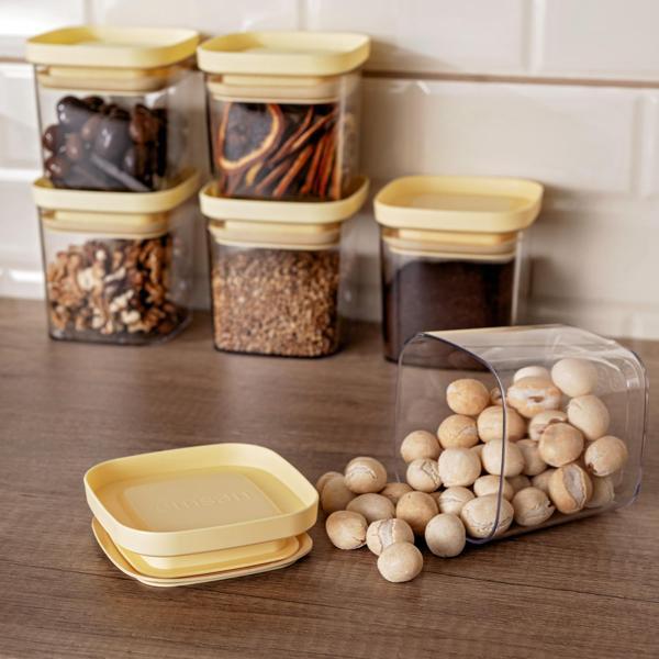 Emsan Arya 6'Lı Saklama Kabı Kare Küçük Sarı - Image 1