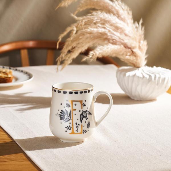 Emsan Artisan E Letter New Bone Kupa 220 Ml - Image 1