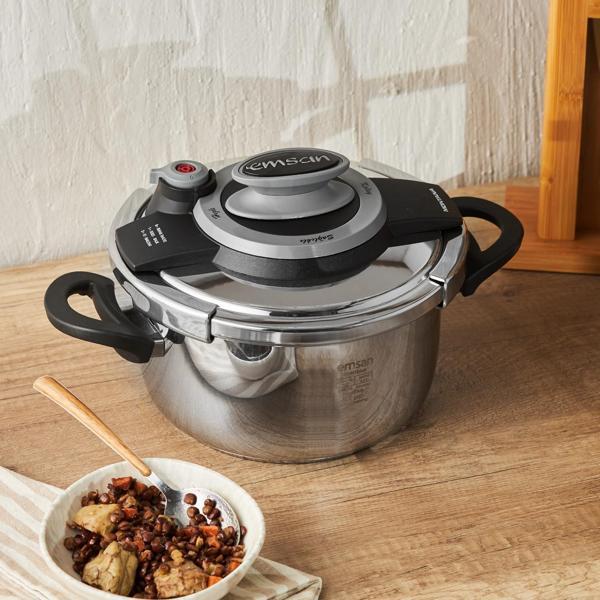 Emsan Montana Siyah Gri Düdüklü Tencere 4 Litre - Image 1