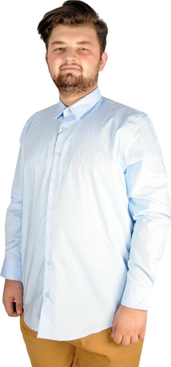 Modexl Büyük Beden Erkek Klasik Gömlek Likralı 20351 Mavi - Image 1