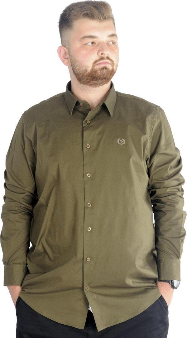 Modexl Büyük Beden Erkek Klasik Gömlek Likralı 20351 Haki - Image 1