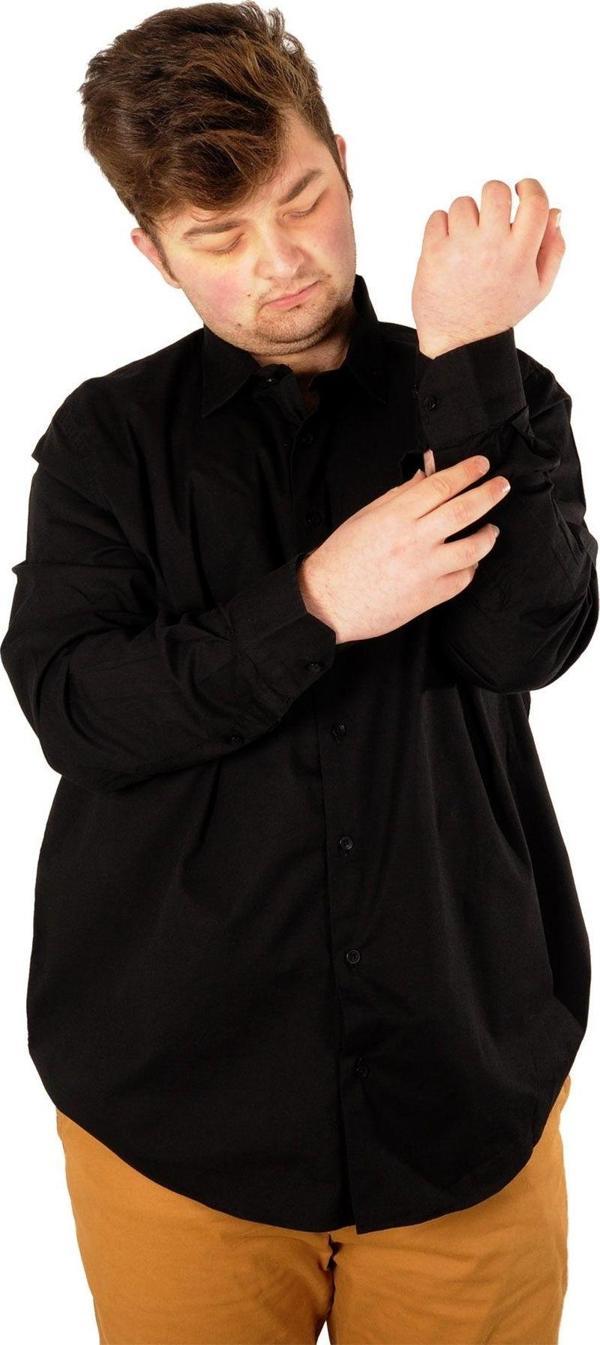 Modexl Büyük Beden Erkek Klasik Gömlek Likralı 20351 Siyah - Image 1