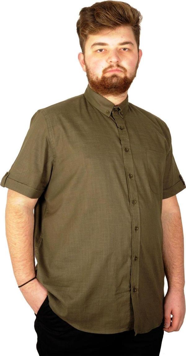 Modexl Büyük Beden Keten Likralı Gömlek Cepli 20389 - Image 1