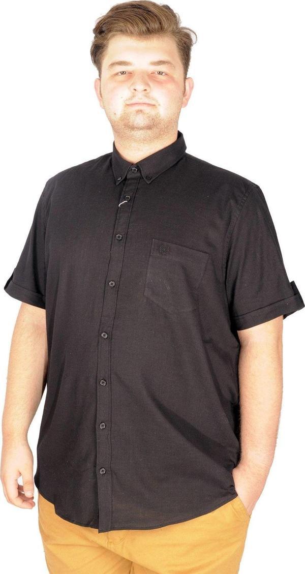 Modexl Büyük Beden Keten Likralı Gömlek Cepli 20389 - Image 1