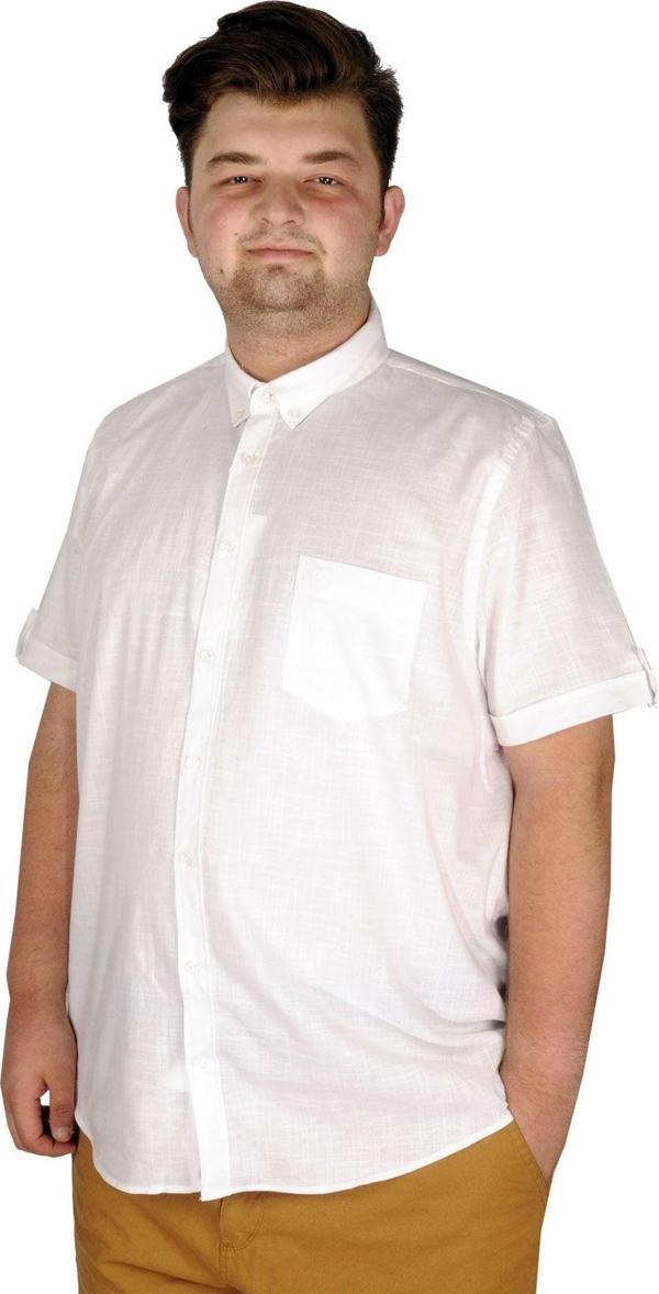 Modexl Büyük Beden Keten Likralı Gömlek Cepli 20389 - Image 1