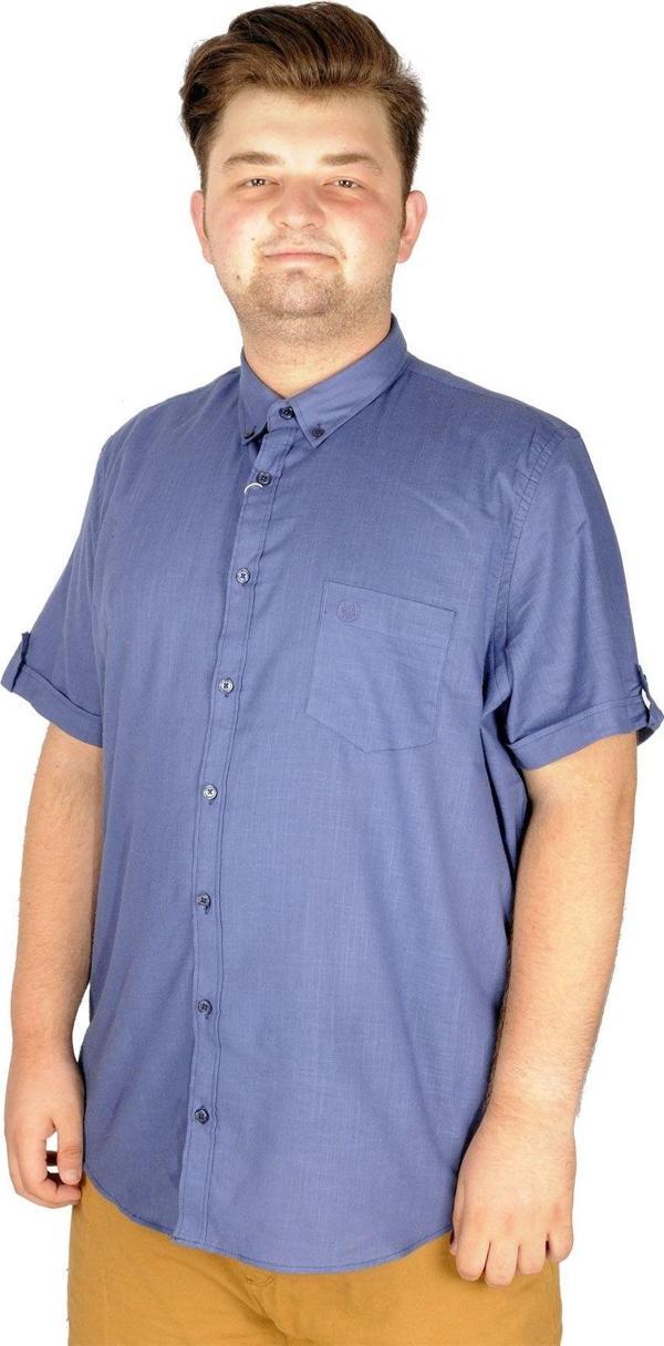 Modexl Büyük Beden Keten Likralı Gömlek Cepli 20389 - Image 1