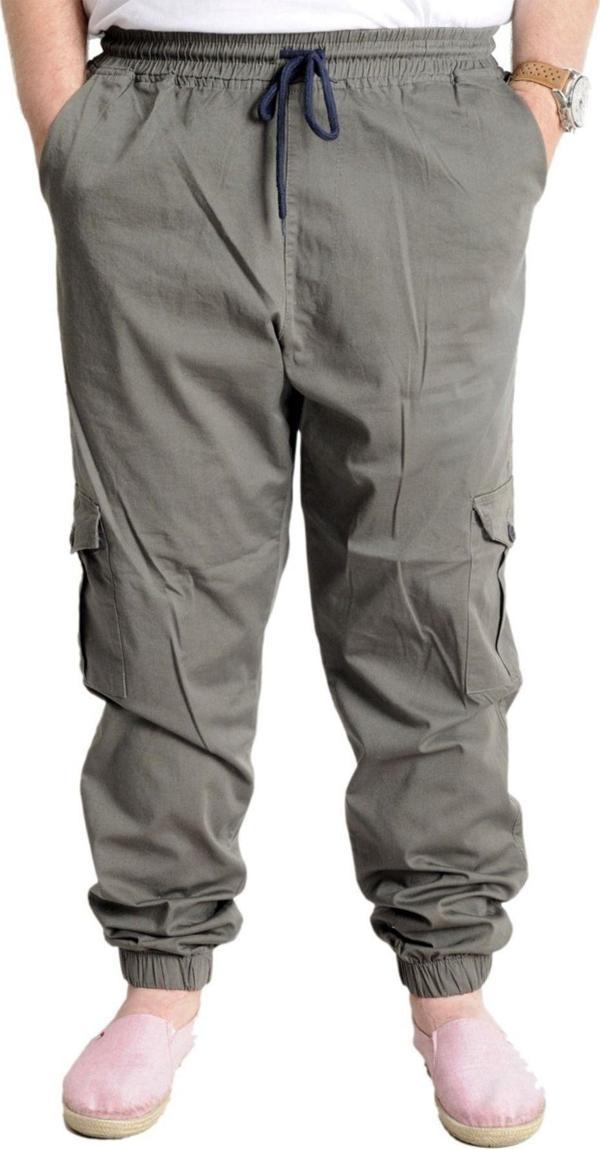 Modexl Büyük Beden Erkek Keten Kargo Jogger Valencia 21911 Haki - Image 1