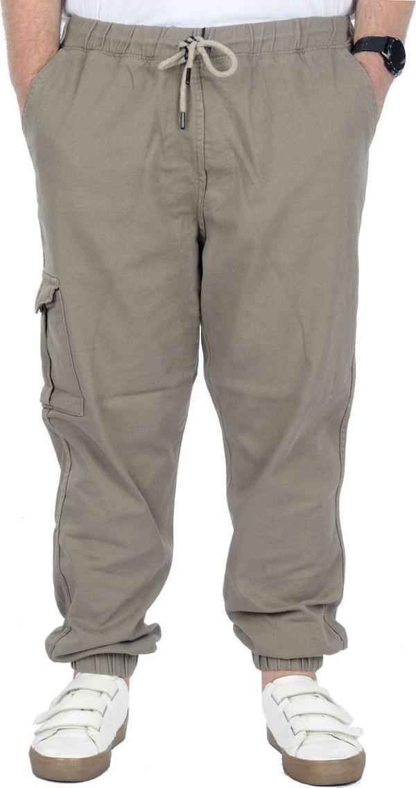Modexl Büyük Beden Erkek Gabardin Kargo Jogger Pantolon Doğa 21927 Bej - Image 1
