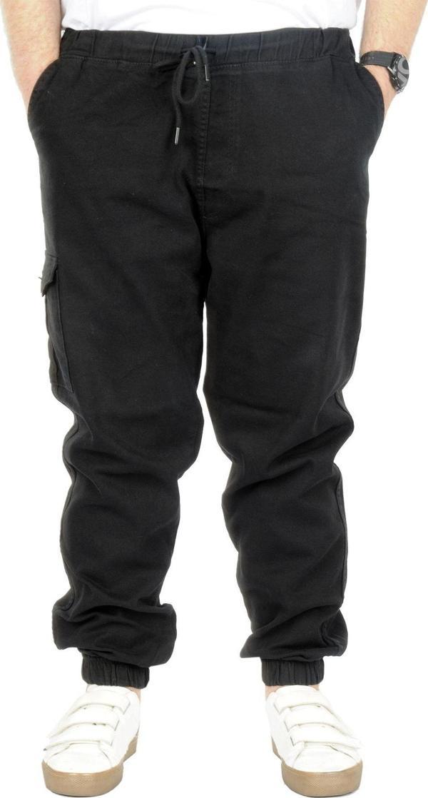 Modexl Büyük Beden Pantolon Gabardin Kargo Jogger Doğa 21927 Siyah - Image 1