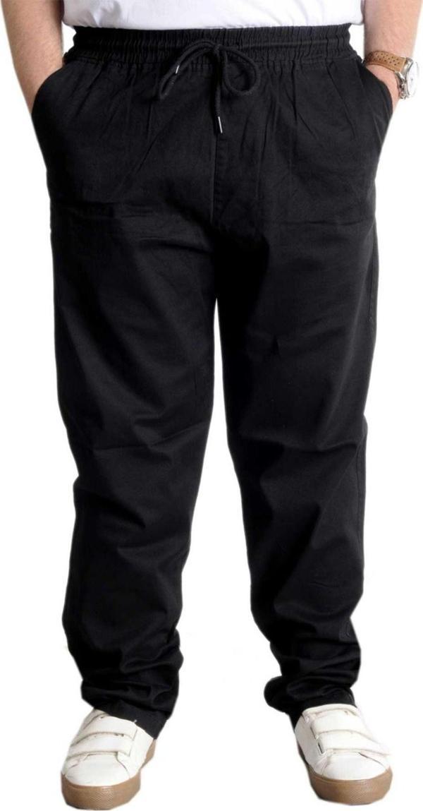 Modexl Büyük Beden Pantolon Gabardin Kargo Düz Paça Jogger Doğa 21928 Siyah - Image 1