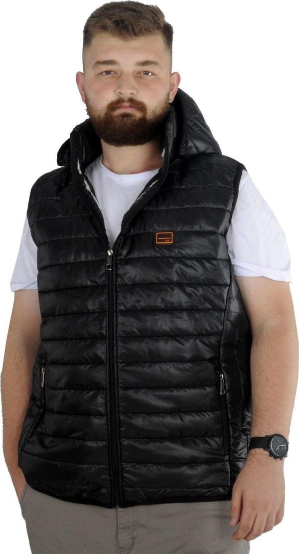 Modexl Büyük Beden Yelek Kapitone Kapşonlu 22600 Siyah - Image 1