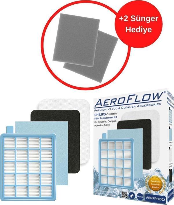 Aeroflow Philips Beko Bks 5534F Süpürge Toz Haznesi Uyumlu Hepa Filtre Seti + 2 Adet Sünger - Image 1