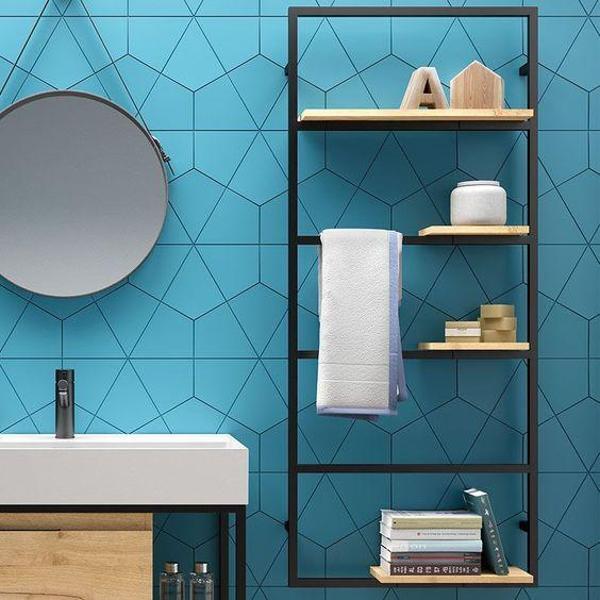 Banyo Duvara Monte Raf Ahşaplı Açık Banyo Dolabı - Image 1