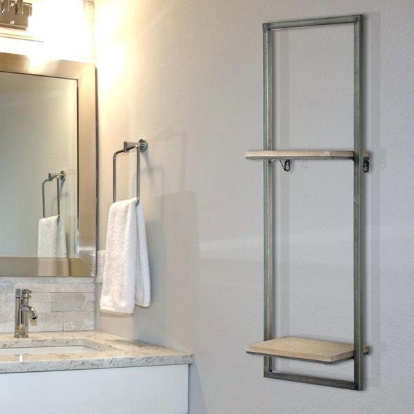 Metal Duvar Rafı Ahşaplı Duvara Sabit Banyo Organizer - Image 1