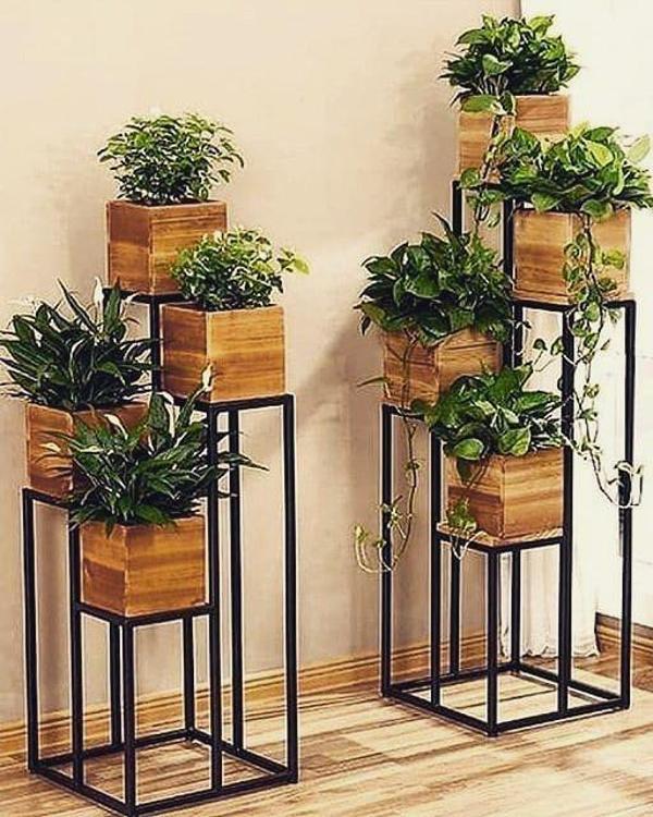 Ayaklı Saksı Standı Metal Çiçeklik 4'lü Saksılık - Image 1