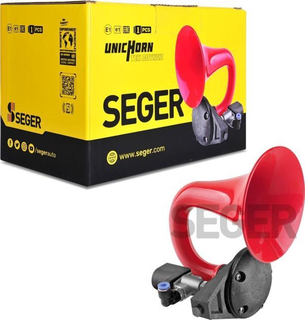 SEGER 80JH Tek Boynuz Havalı Korna 24V (Unıchorn), Kırmızı Plastik Borulu - Image 1