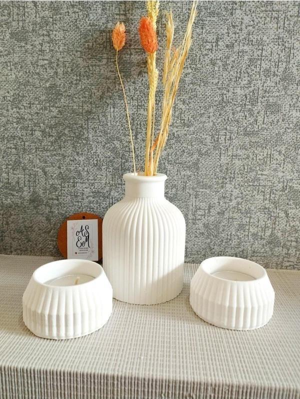 Havalı Tasarım Dekoratif Iskandinav Vazo Tealight Mumluk Set - Image 1