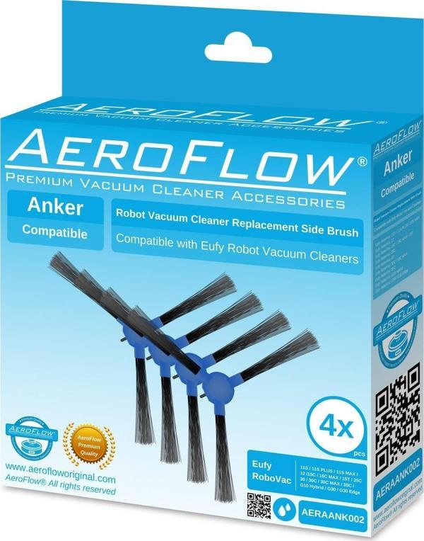 Aeroflow Anker Eufy Robovac 11S Max Uyumlu Siyah Yan Fırça 4 Adet - Image 1