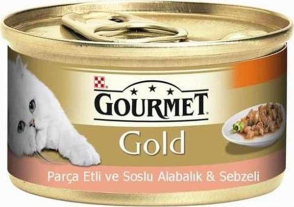 Gourmet Gold Parça Etli Soslu Alabalık ve Sebzeli Konserve Yetişkin Kedi Maması 85 G - Image 1