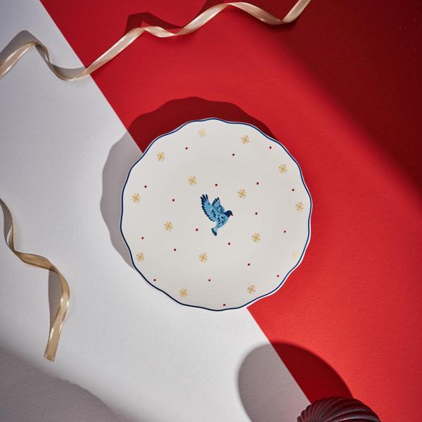 Emsan Infancy Bird New Year Yılbaşı New Bone 2'Li Pasta Tabağı 20.5 Cm - Image 1